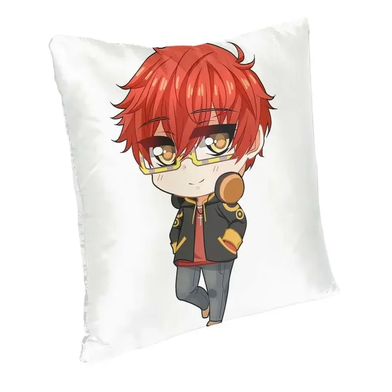 Mystic Messenger 707 Chibi Cushion Covers Polyester Anime Game Throw Pillow Case for Sofa Car Square Pillowcase Home Decorative