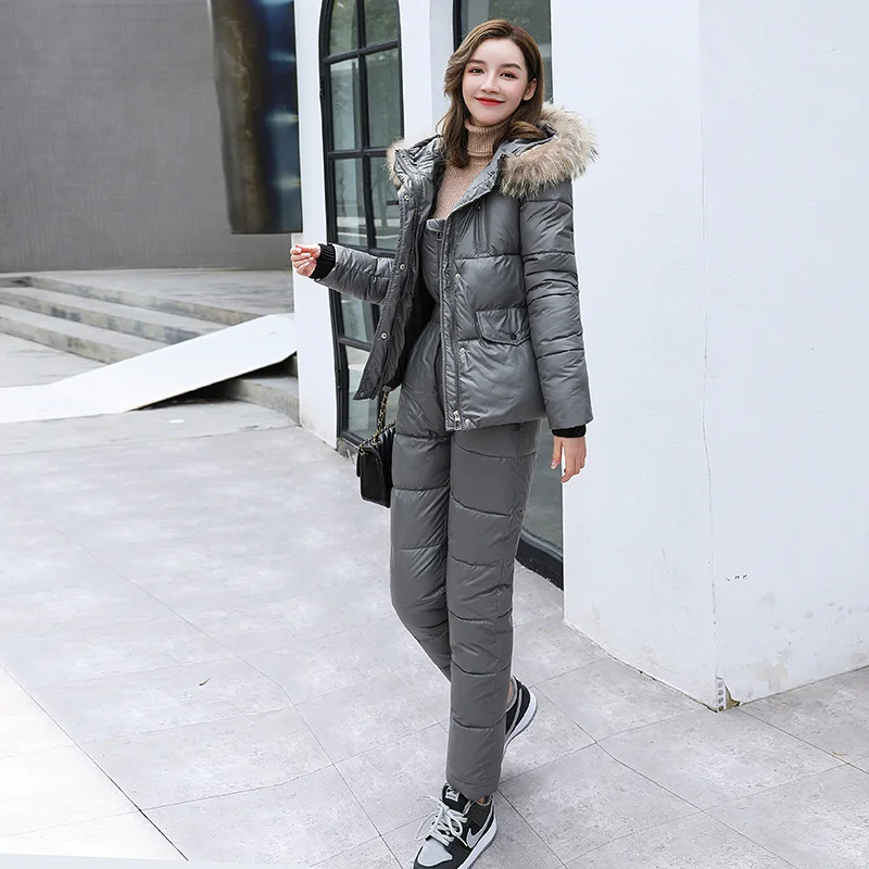 

Women's New Winter Korean Style Fashionable Thickened Warm Cotton Jacket Two-piece Set with Sling Suit