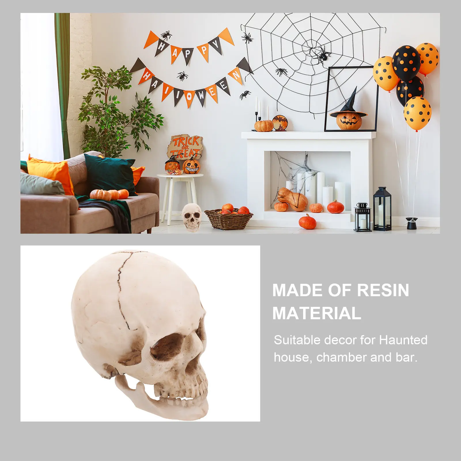 1:1 Human Skull Made of High Grade Resin Perfect for Anatomy Teaching Tracing Art Projects Costume Parties