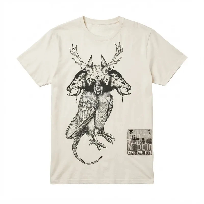Mythical Hybrid Creature Sketch Dark Tattoo Art Graphic Tee Cotton Mens Womens T-Shirt Summer Streetwear
