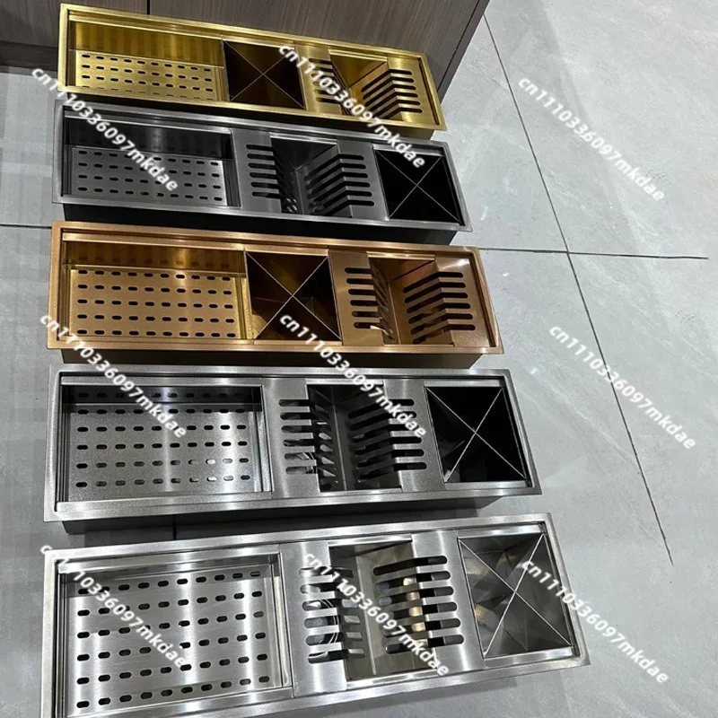 Freestanding 304 Stainless Steel Sink Dish Drain Rack, Hidden Kitchen Countertop Dish Rack