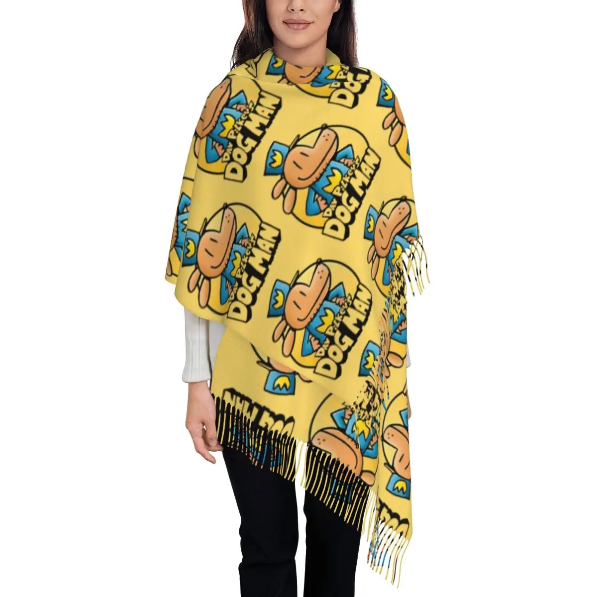 

DogMan Adventure шаль для женщин зимний длинный мягкий шарф собака человек аниме шейный платок шаль шарфы