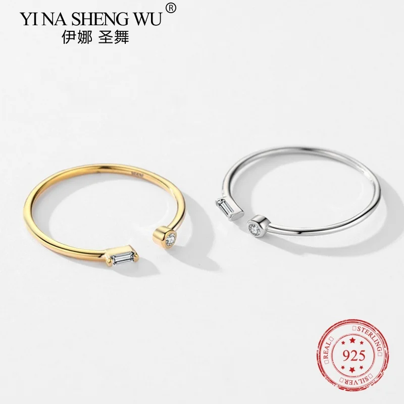 خاتم إصبع ذهبي 14 قيراط قابل للتعديل للنساء ، فضة إسترليني حقيقية ، بسيطة رقيقة ، شفافة ، مجوهرات زفاف ، هدايا في عيد الحب #1