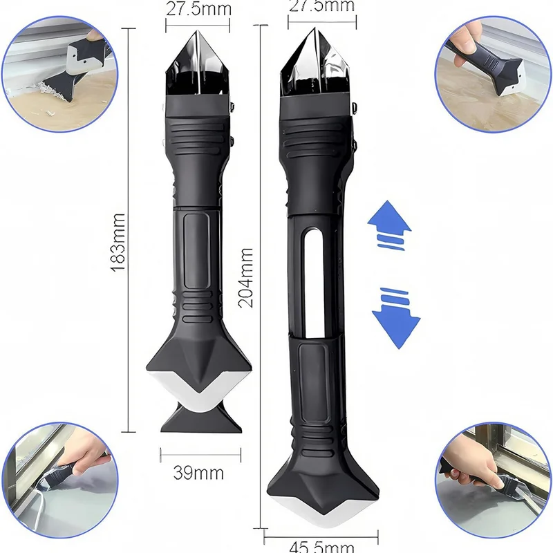 EVISPOL 5 in 1 Silicone Caulking Tool Multi-function Scraper Tool Grout and Caulk Removal Tool for Bathroom Kitchen Floor Window