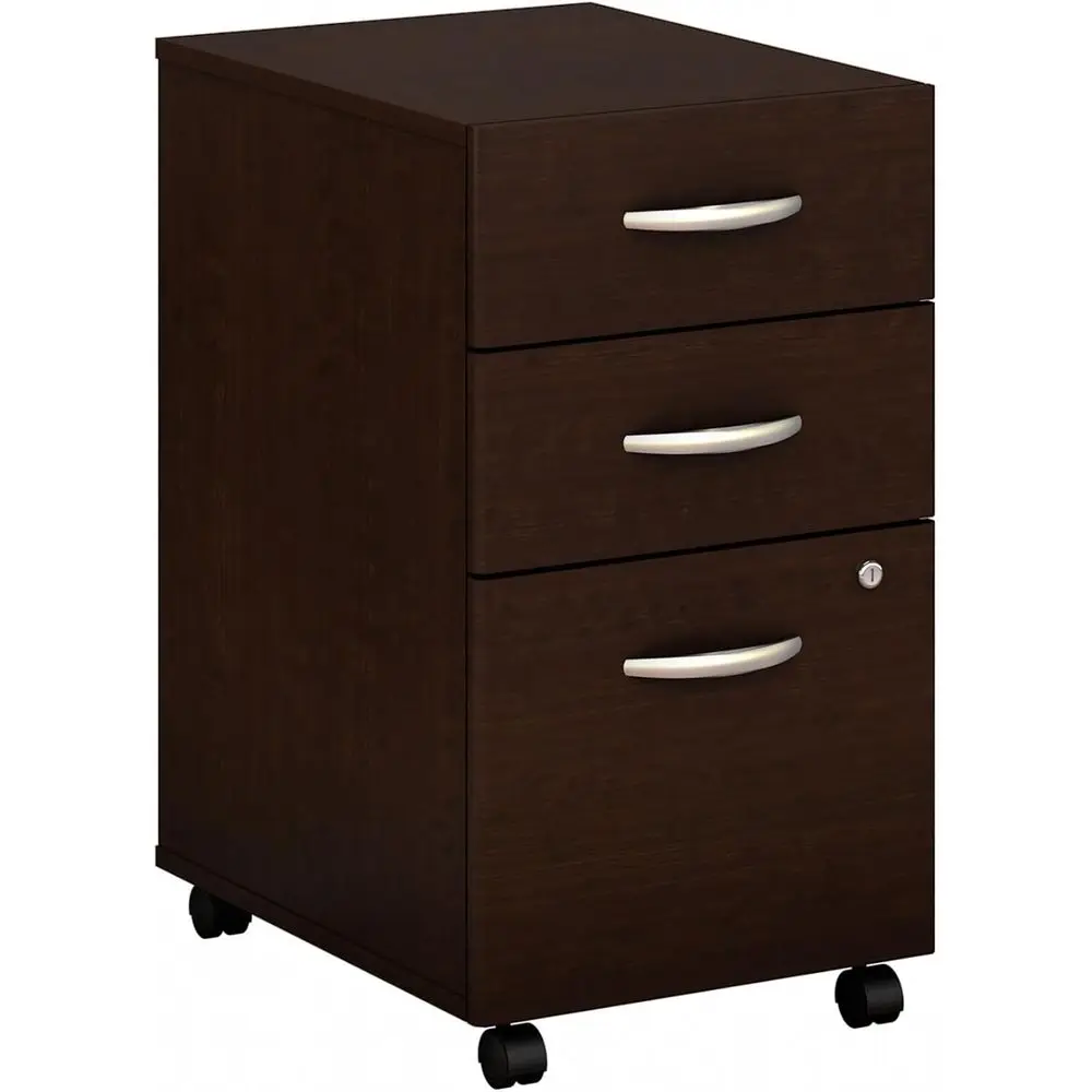 

Series C 3 Drawer Mobile Cabinet in Mocha Cherry, Ideal for Office or Home Storage in Various Spaces