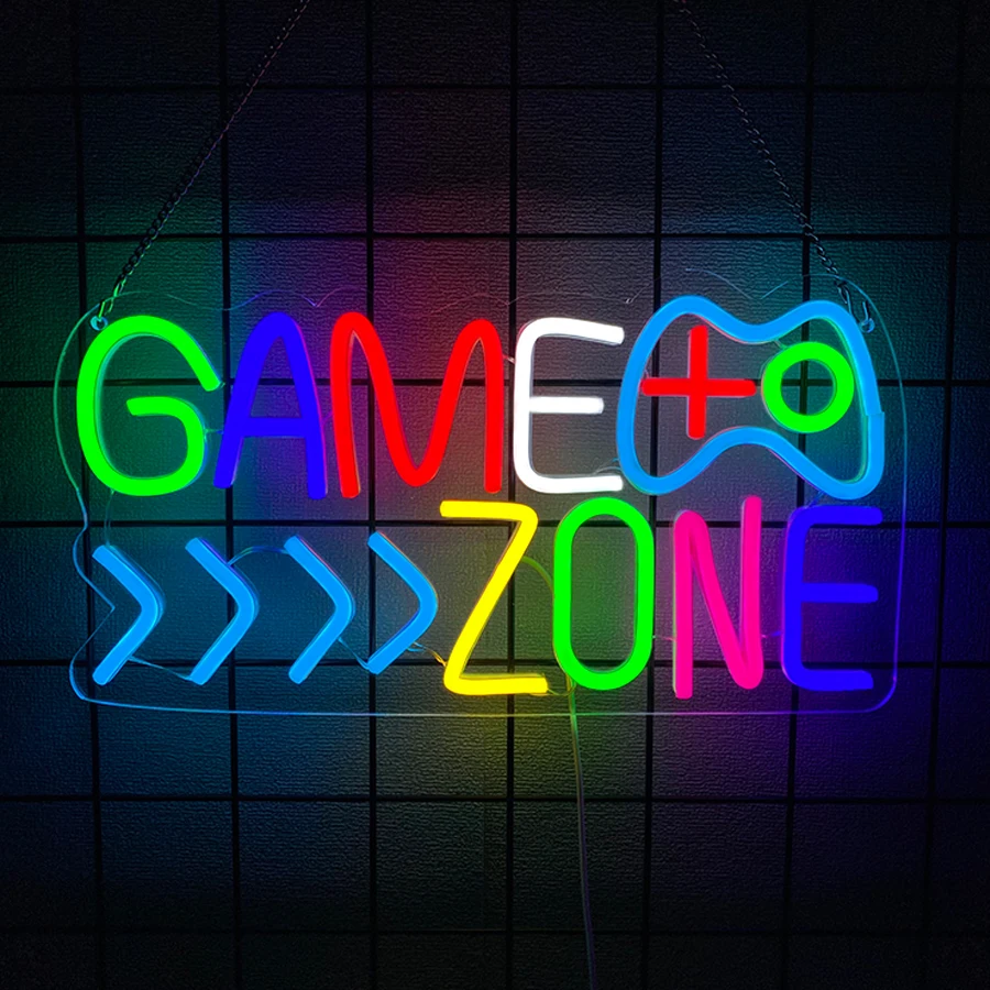 Game Zone Neon Sign For Wall Decor,Light Up Sign For Game Room,Teen Bedroom Decor,Gamer Gifts For Teens,Man Cave,USB Powered