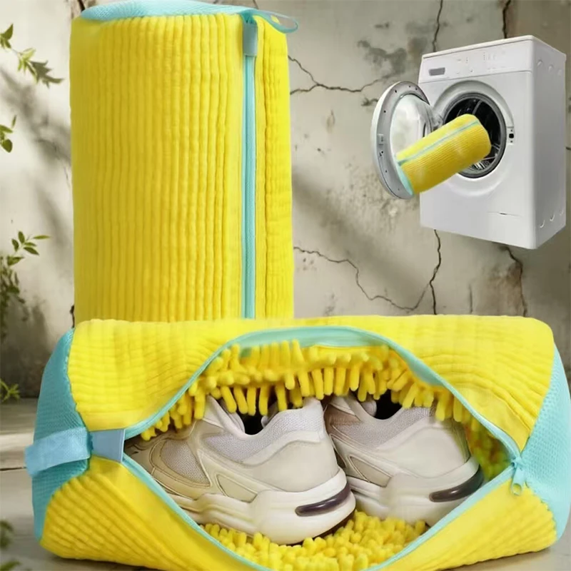 New Durable Shoe Washing Machine Bag for All Shoe Types-Yellow ,Ideal for Sneakers and Casual Shoes,Laundry Wash Bag