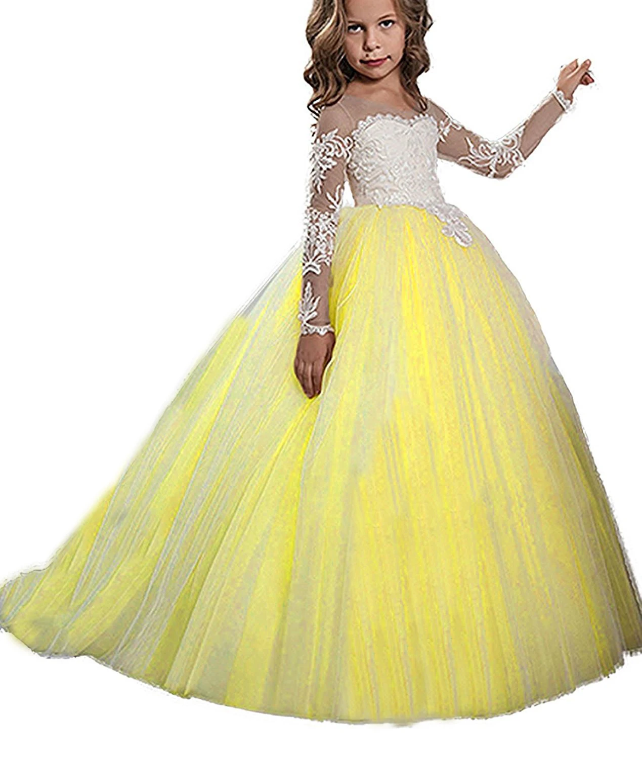 Luxury  Lace Flower Girls Dresses For Wedding Pageant Party Birthday Girls Dresses