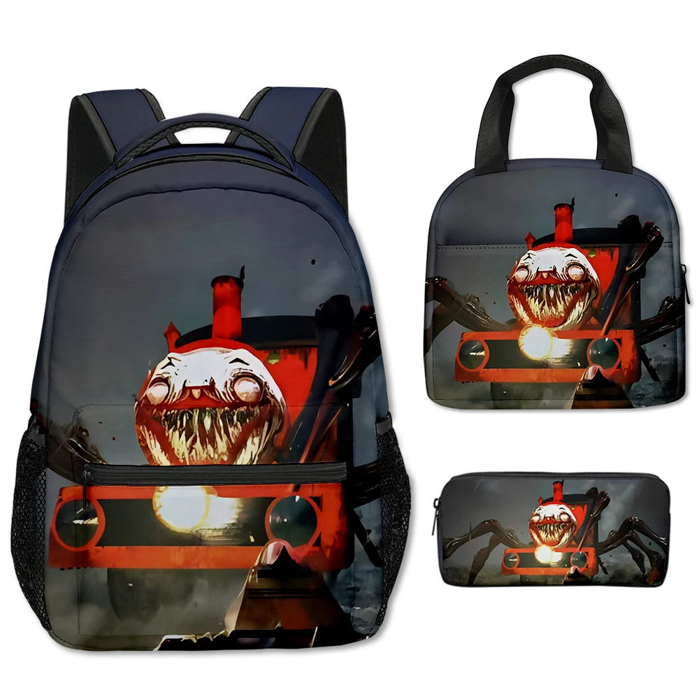 

Luxury Novelty Cool Choo-Choo Charles 3D Printed 3pcs/Set Student School Bags Laptop Backpack portable Lunch bag Pencil Case