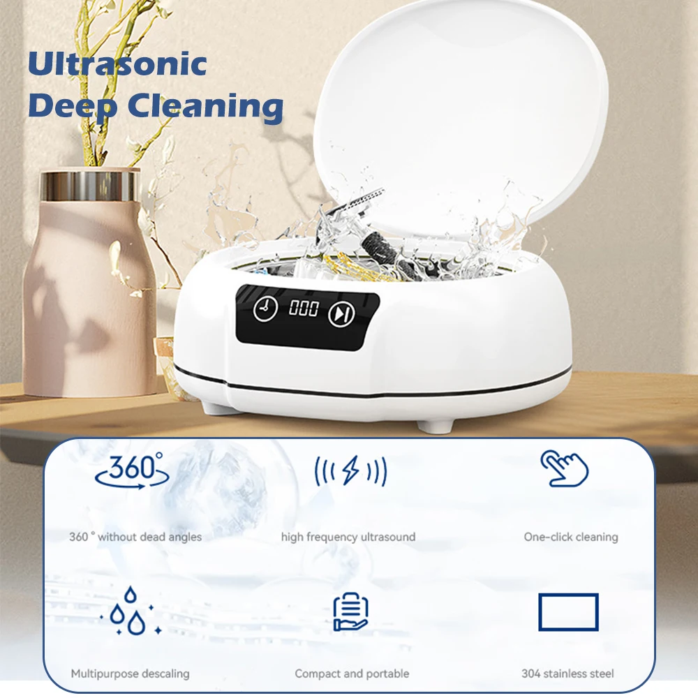 700ML Ultrasonic Cleaner Dental Ultrasonic Retainer Cleaner Machine Portable Jewelry Cleaner for Dentures Retainer Mouth Guard