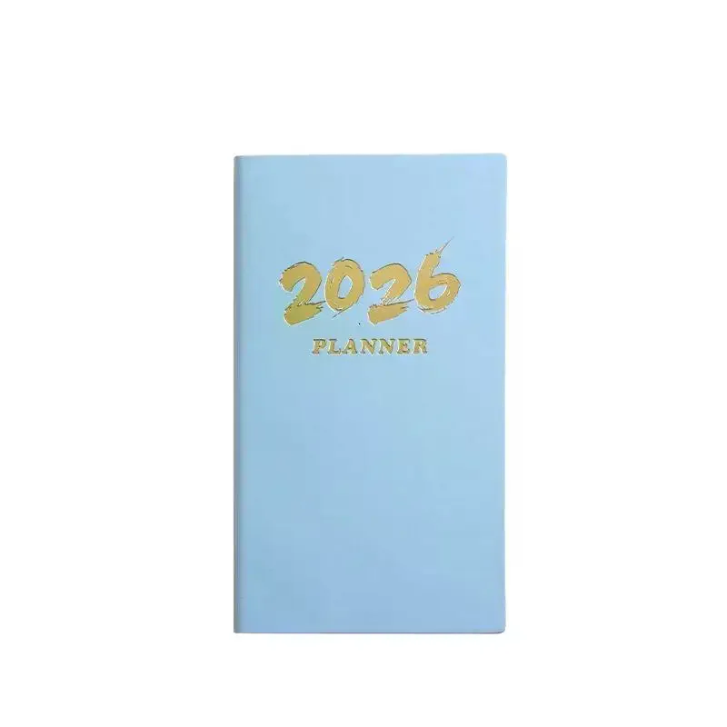 A6 Specification 2026 English Calendar Book, 64 Sheets 128 Page Leather Calendar Book, 365 Day Daily Plan Book