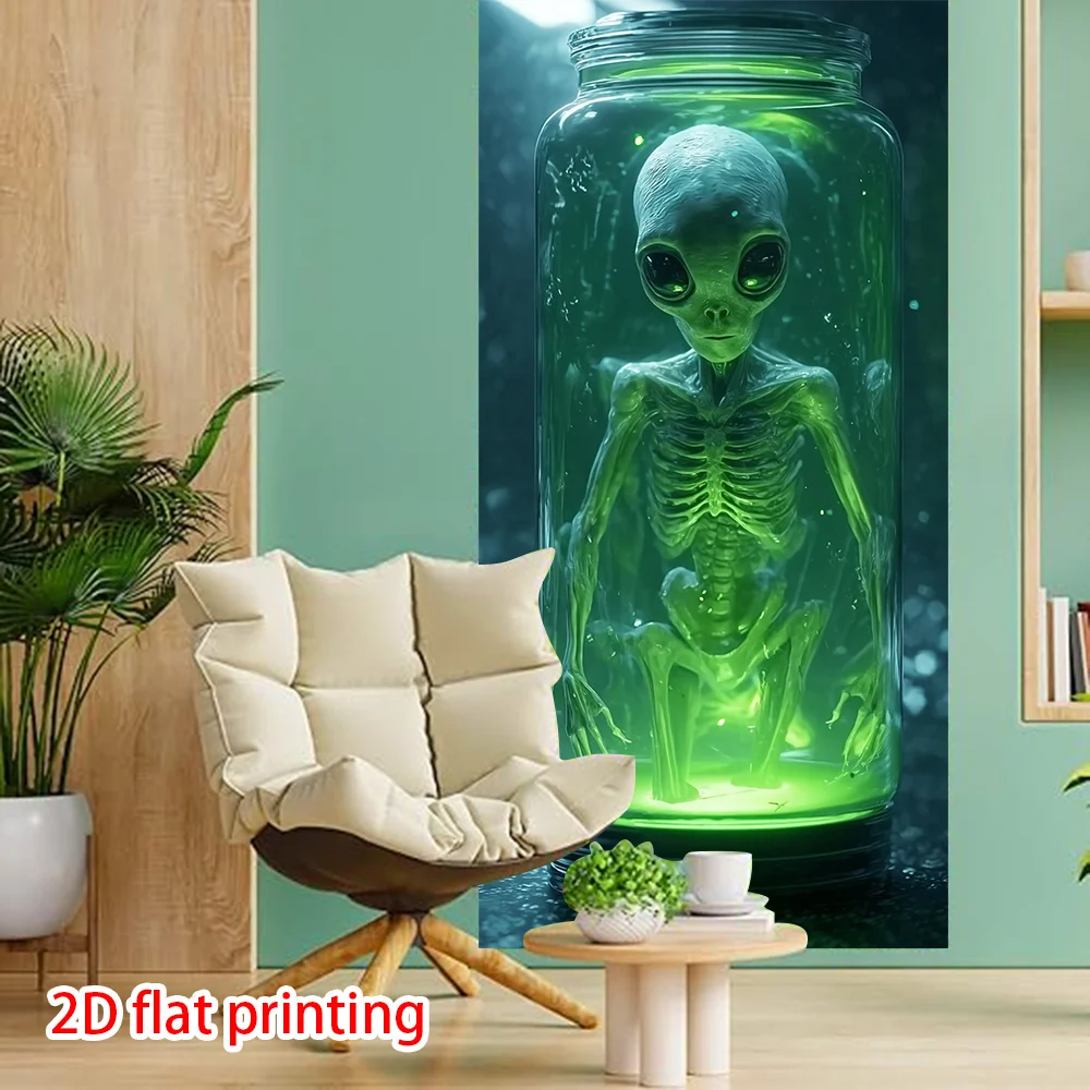 Ein 2D-Banner mit Alien-Motiven bedruckt. Geeignet für Wohnzimmer, Schlafzimmer und Aktivitäten im Innen- und Außenbereich. – Detail 7