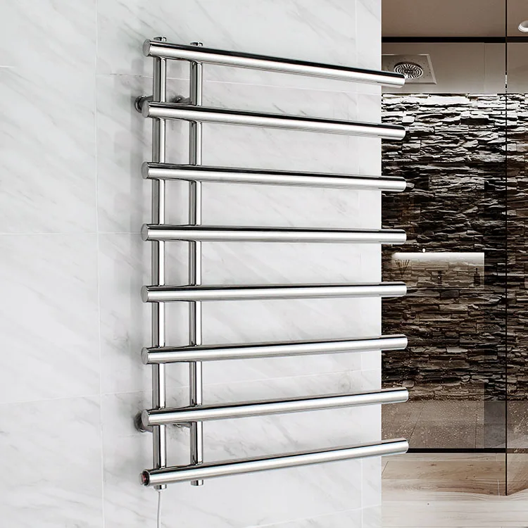 

eu-Hot Sale 8 Tiers Hardwired Electric Towel Warmer Towel Rail With Shelf#