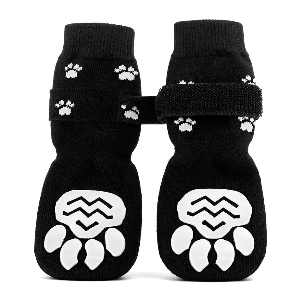 4Pcs/set Anti Slip Dog Socks with Straps Traction Control for Indoor on Hardwood Floor Wear Pet Paw Protector for Small Dogs Pet