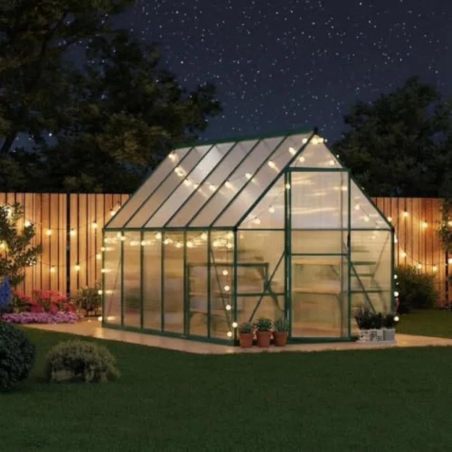 6x11 Feet Walk-in House for Outdoor Use, Polycarbonate Panels Aluminum Frame, Transparent, Weather-Resistant and Easy Assembly