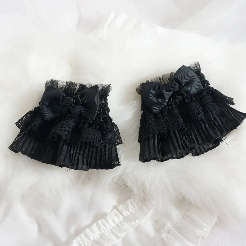 Black Gothic Lolita Rose Lace Cross Stretch Hand Sleeves Handmade Lolita Sleeves