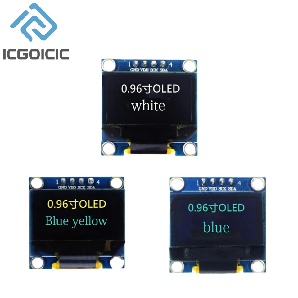 0.96 Inch OLED Display Module  128x64 Pixel I2C SSD1306 Luminous OLED Screen Board Compatible With Arduino Raspberry Pi ESP32