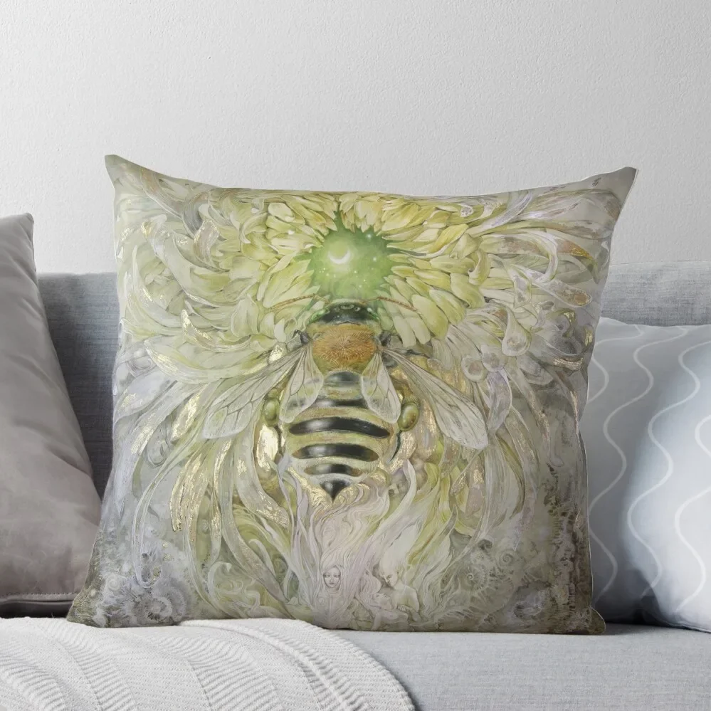 

Honeybee - When Flowers Dream Throw Pillow ornamental pillows Pillowcase Cushion sleeping pillows