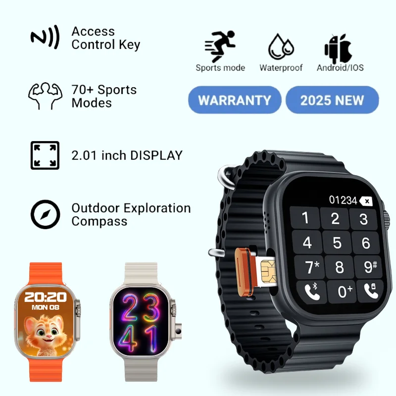 

BW9 Fitness SmartWatch — квадратный экран 2.01, беспроводная зарядка, поддержка SIM-карты и точное отслеживание активности