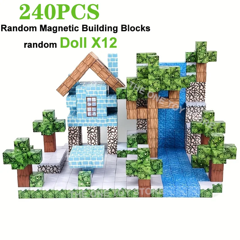240PCS Magnetic Building Blocks World Cube ชุดแม่เหล็กสําหรับเด็กอายุ 3 + DIY รุ่นเด็กออกกําลังกายคิดความคิดสร้างสรรค์ของขวัญ 12 ตุ๊กตา