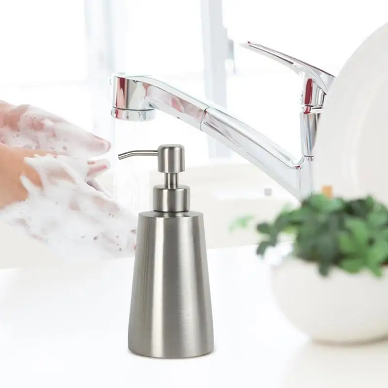 350ml Stainless Steel Liquid Soap Dispenser Bathroom Soap Container Pump Shampoo Lotion Dispenser Bottle Hand Sanitizer Holder