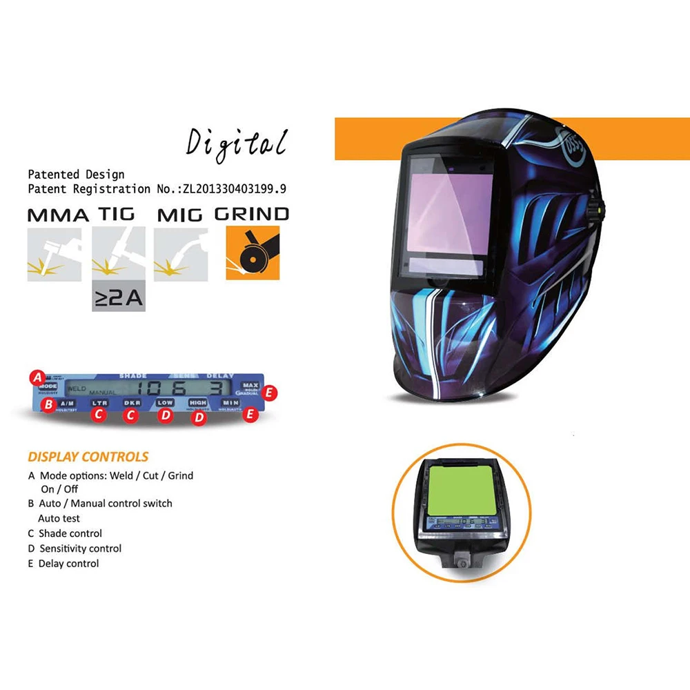 Professional Auto Darkening Welding Mask 3 View Ture Color 100x93mm DIN 4-13 Optical 1111 5 Sensors EN379 Welding Helmet