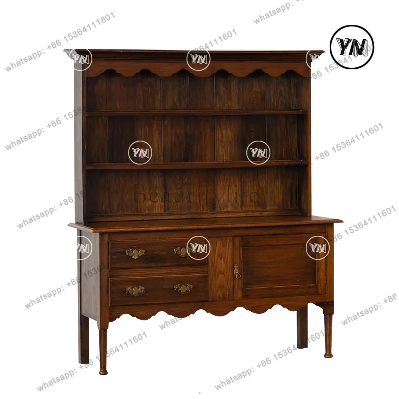 

Retro style solid wood display cabinet Middle and ancient style living room French storage cabinet