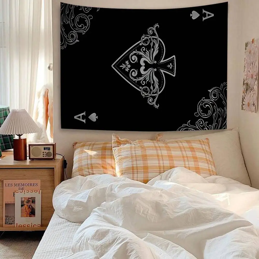 Ace of Spade Hanging Bohemian Tapestry Hanging Tarot Hippie Wall Rugs Dorm Japanese Tapestry