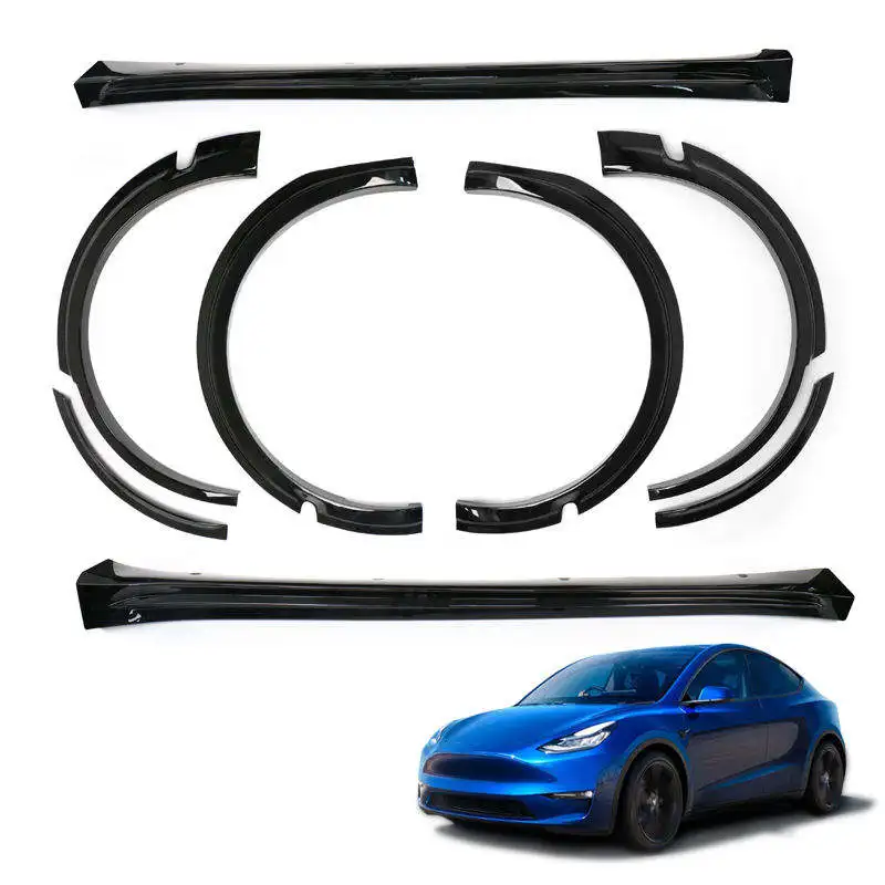 Universal carbon fiber Car Wheel Eyebrow Arch Trim Lips Mud Flaps Splash Guard Mudguard Car Exterior Parts for tesla model y