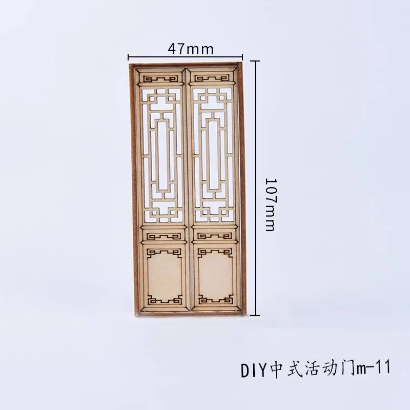 Dollhouse Miniature Artesanato De Madeira Decorativo, Janela Grade Frame, Material De Construção, Mobiliário Chinês, Edifício Modelo, 2Pcs, 4Pcs