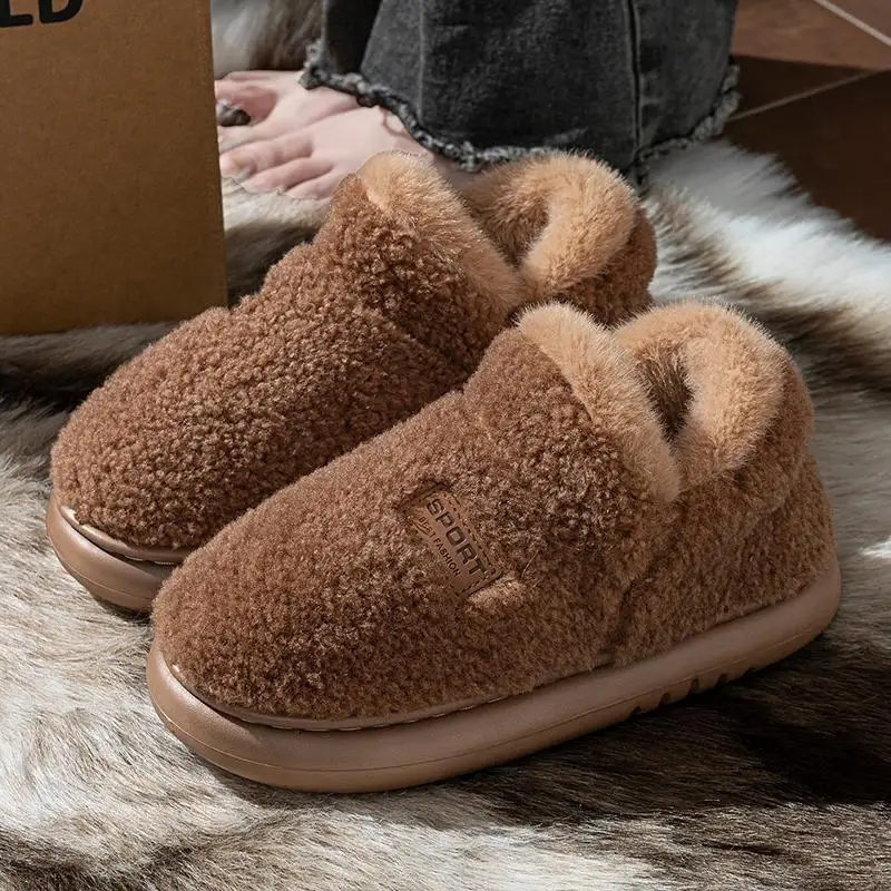 Komfortable Schneestiefel aus Lammwolle mit rutschfester, dicker Sohle für Damen, Winter 2026, Übergröße 45, warme, plüschige Stiefeletten, kurze, pelzige Stiefeletten für Damen – Detail 16
