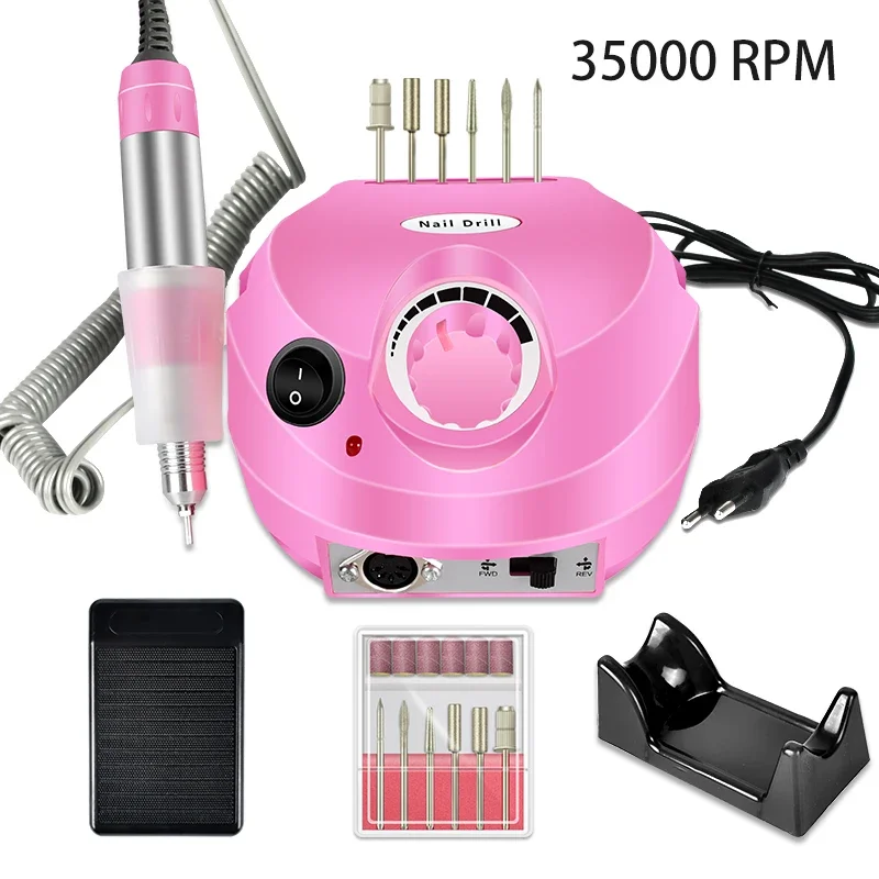 Portátil Elétrica Nail Drill, Profissional Máquina Manicure, Sander Set, Unha Broca, Salon Polidor Equipamentos, 35000RPM