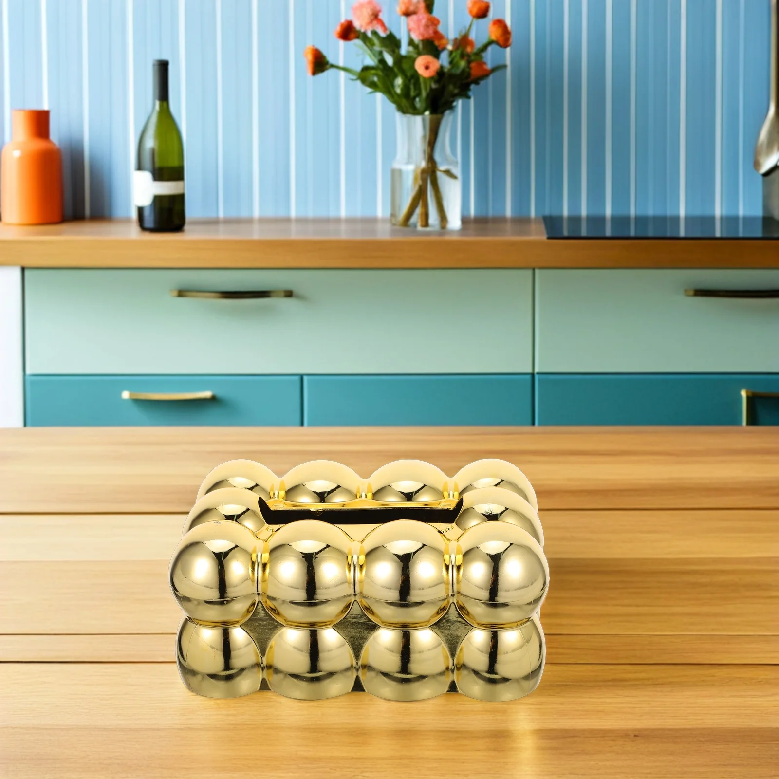 

Luxury Golden Tissue Box Holder Rectangular Design for Living Room Countertop Desktop Elegant Tissue Storage Decor