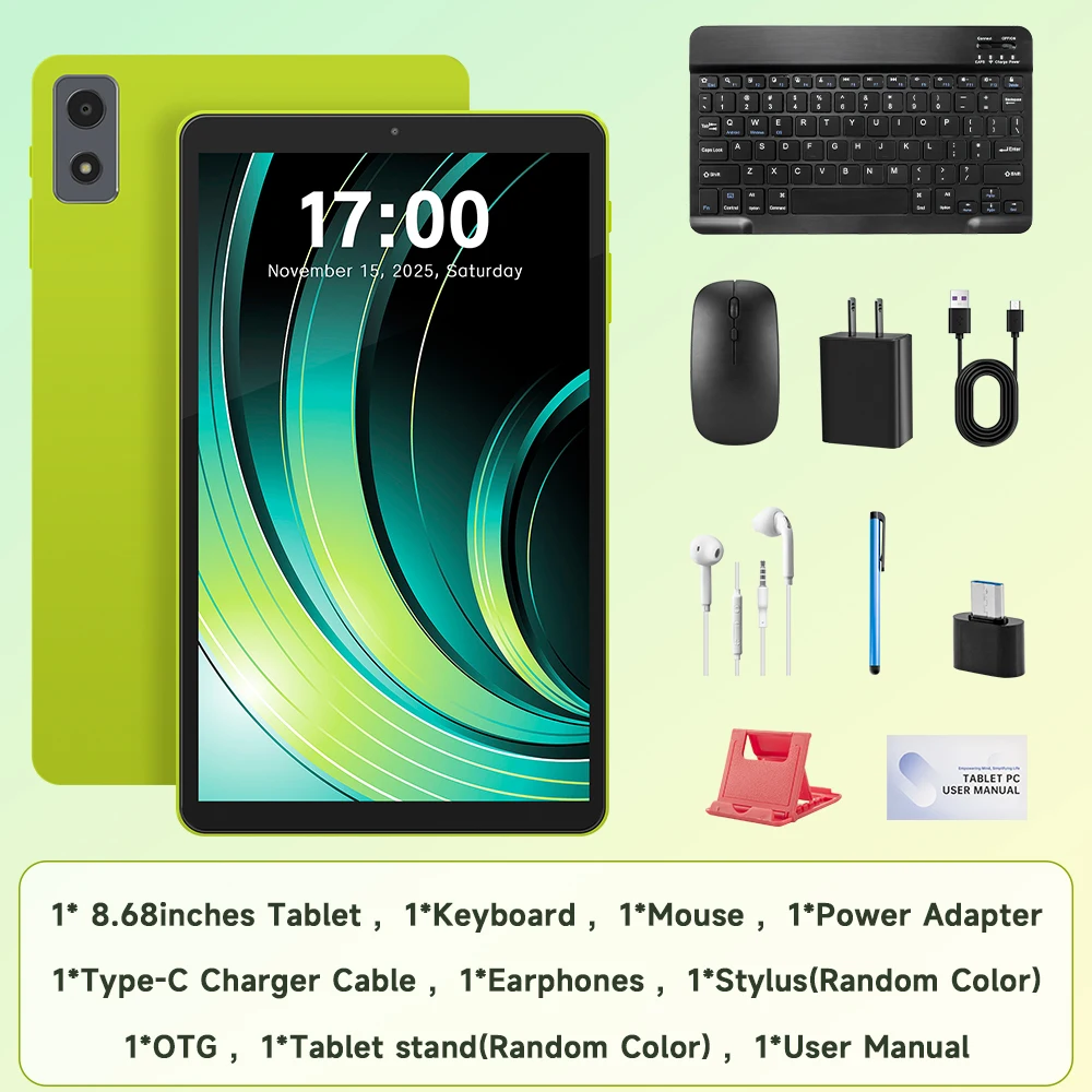 8,68 Zoll 2025 Android 15 Tablets Quad-Core, 8 GB RAM + 64 GB Speicher 1 TB Erweiterung, 2 MP + 5 MP Dual-Kamera, 5000 mAh Akku mit großer Kapazität – Detail 9
