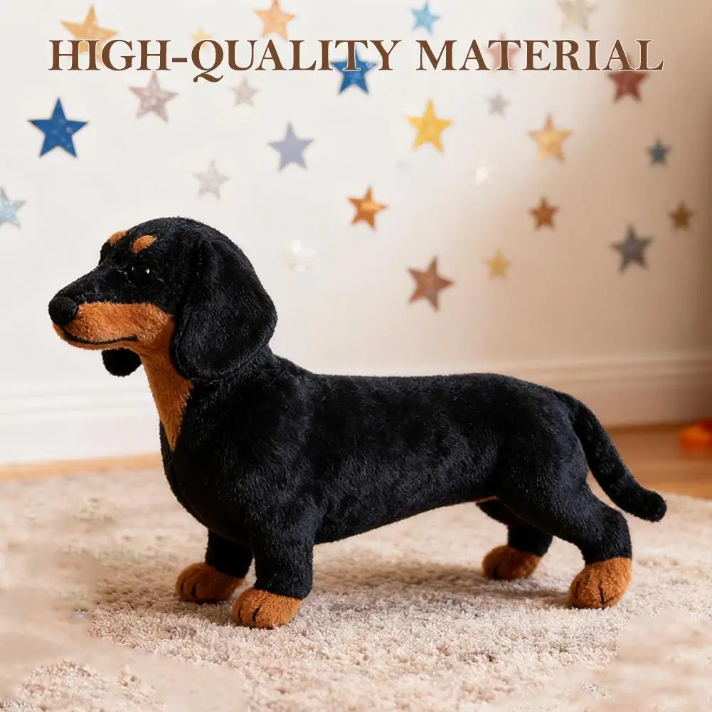 Lifelike Dachshund Simulation Animal Model Sausage Fluffy Decoration Plush Ornament Home Birthday Stuffed Dog Toy Kids Gift A6Q1