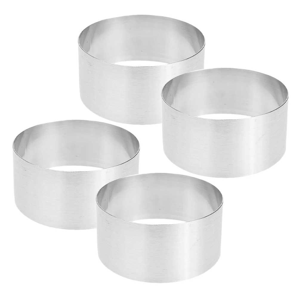 

4 Pcs Stainless Steel Mousse Mold Circle Pastry Cutters Cookie Baking Rings Biscuit Cake Muffins