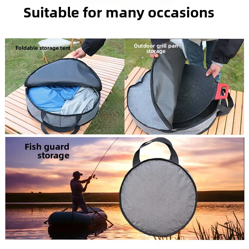 

Portable Round Barbecue Stove Storage Bag Large Capacity Outdoor Camping Table Carry Tote For Outdoor Picnic Camping BBQ