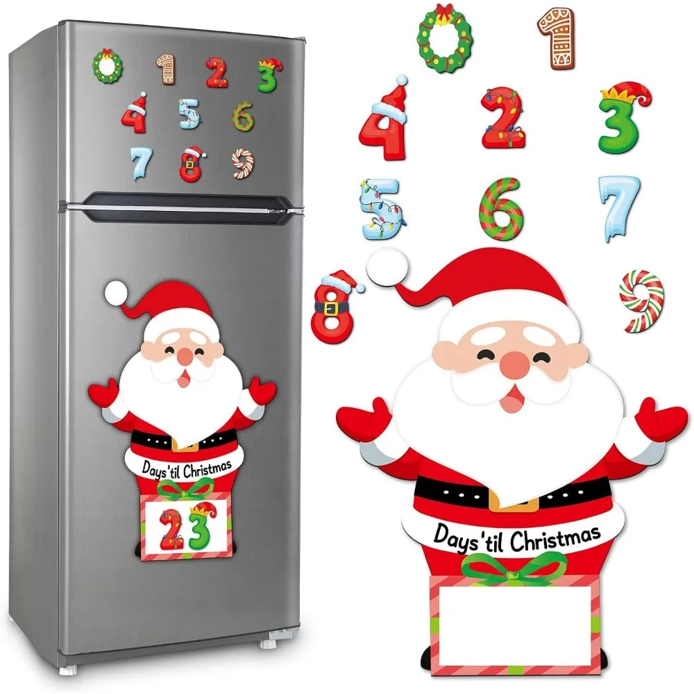 Set of 11 “12 Days of Christmas” Fridge Magnets: Santa Claus Magnets, Countdown Decorations