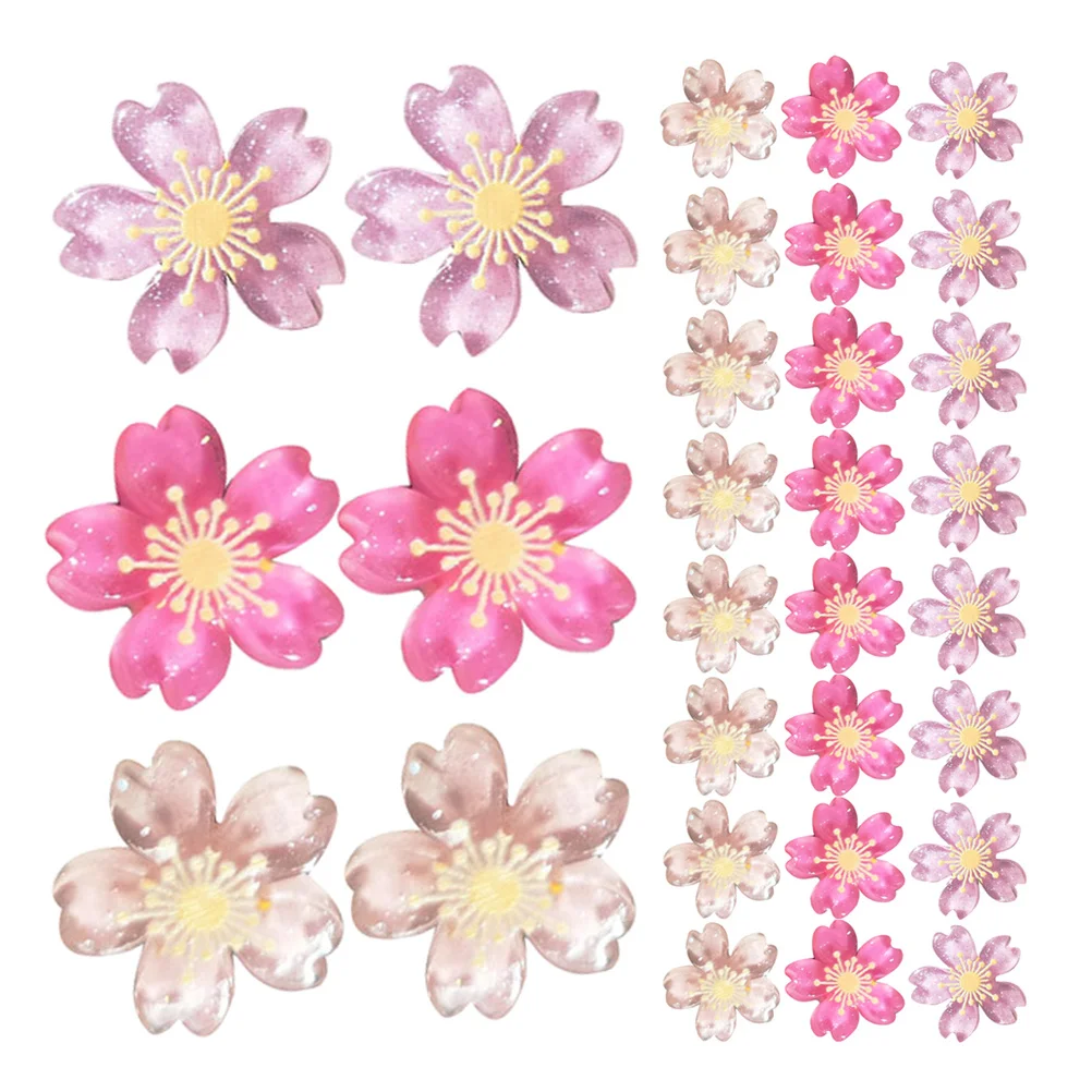 

30Pcs Cute Cherry Blossom Push Pins Resin Flat Head Tacks Decorative Drawing Pins for Bulletin Board Notice Board Creative