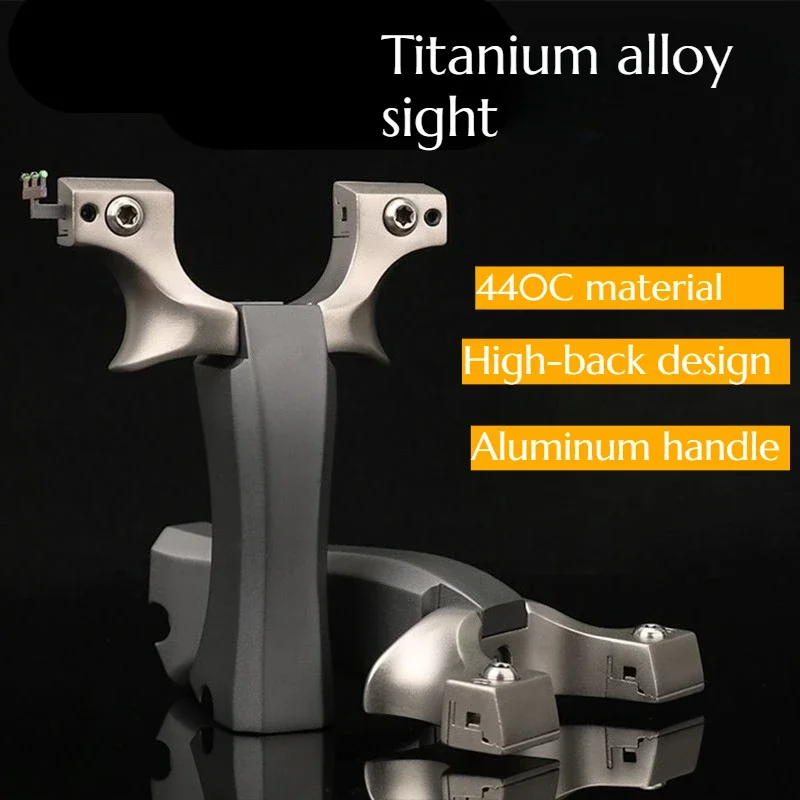 

New Titanium Alloy Sight High-back Slingshot Clip High Precision 440C Stainless Steel Metal Slingshot Outdoor Hunting Supplies