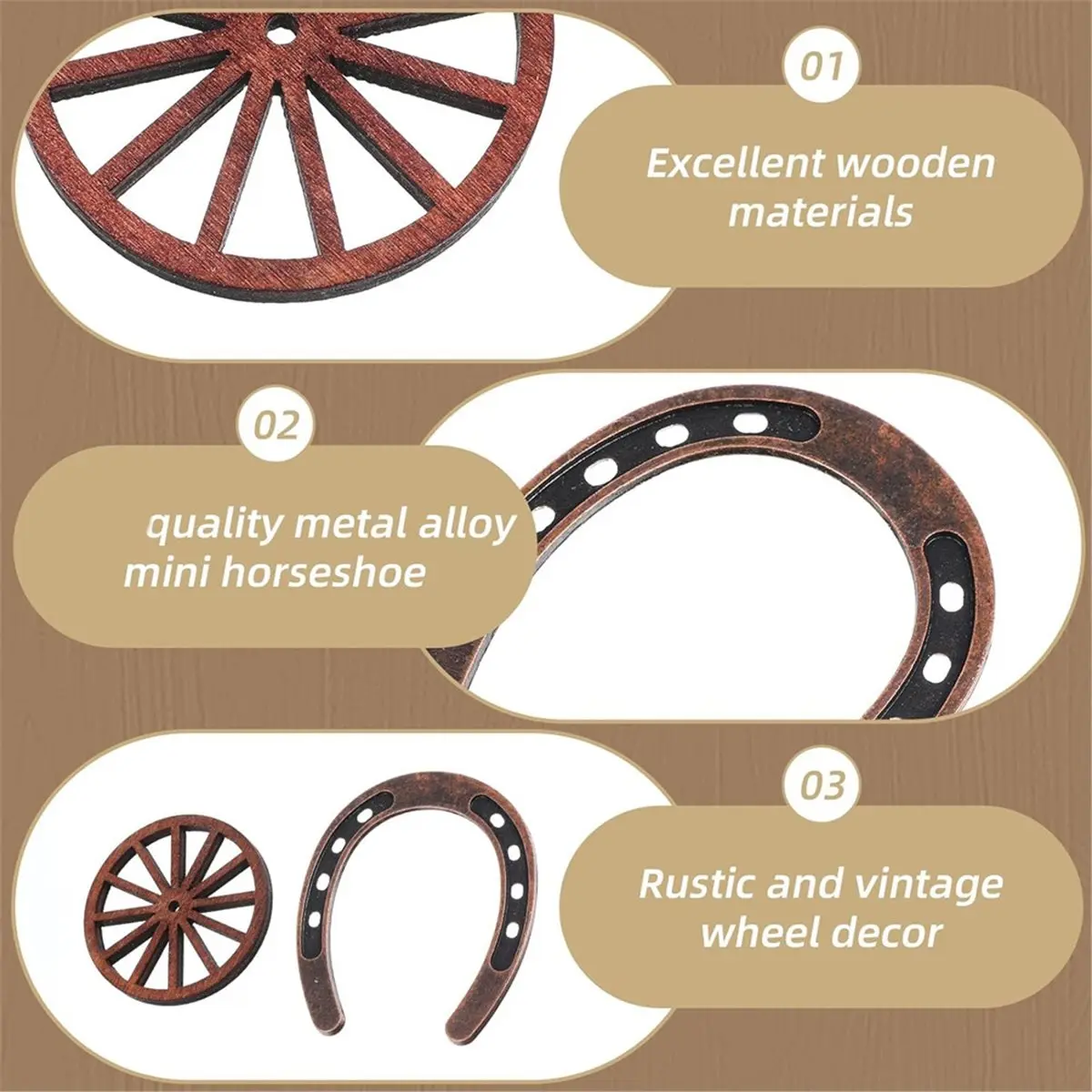 

48 шт. набор украшений для вечеринки в стиле вестерн, для ковбойской пастушки, украшения для дня рождения, свадьбы, деревенский декор из дерева и металла