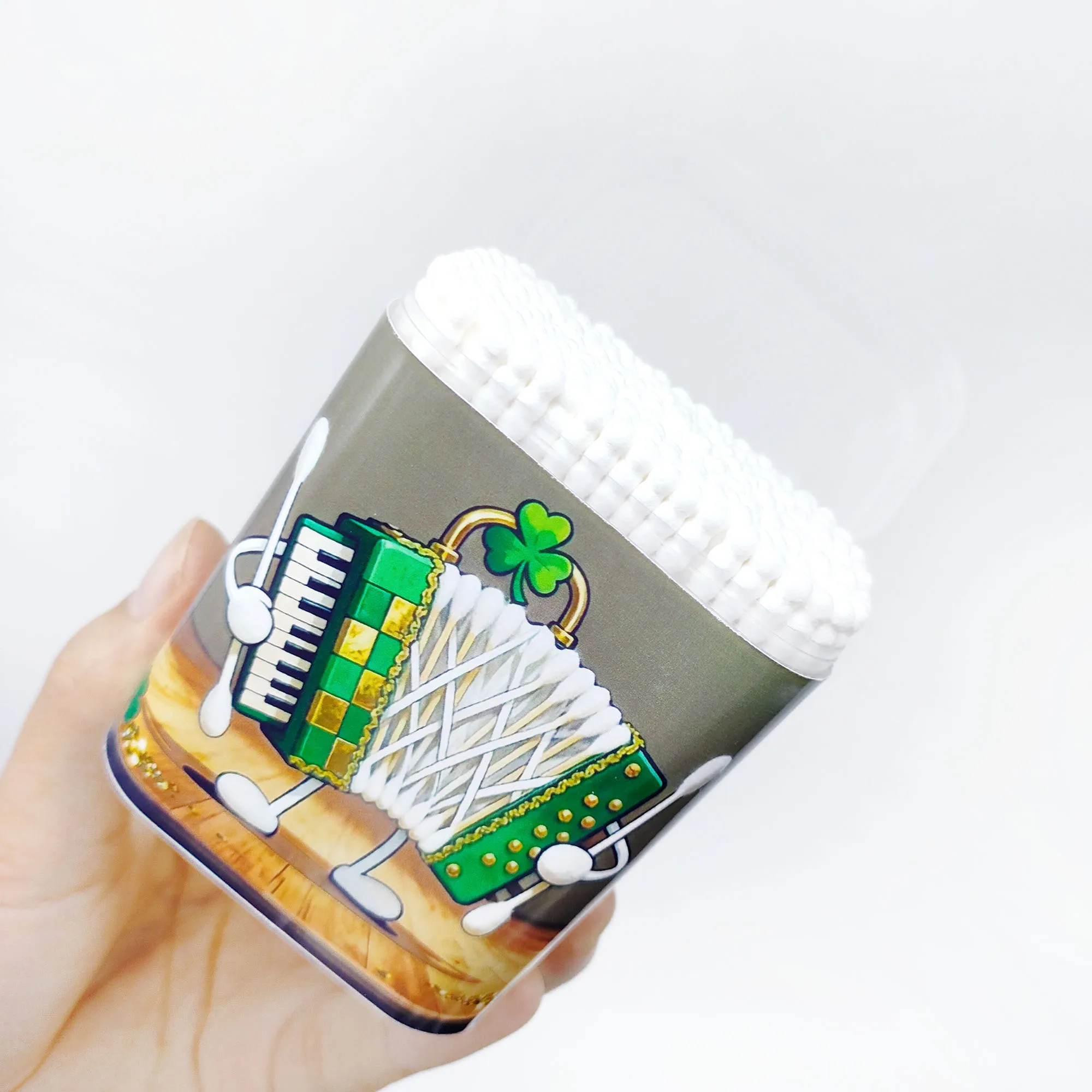 200개/600개 성 패트릭의 날 테마의 악기, 면봉, 양면 나선형 원형 얇은 막대, 면봉.