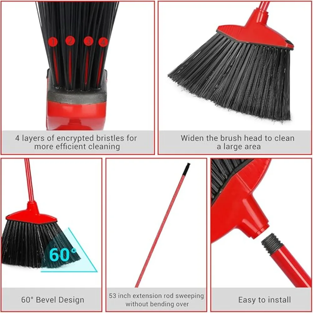 جودة عالية-أحمر 20 قطعة مكنسة شديدة التحمل في الهواء الطلق مكنسة زاوية تجارية داخلية السائبة لأرضية السوق في الفناء والمرآب والردهة #3