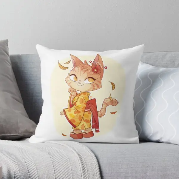 Autumn Cat  Printing Throw Pillow Cover Throw Bed Case Wedding Decorative Waist Hotel Cushion Car Pillows not include One Side