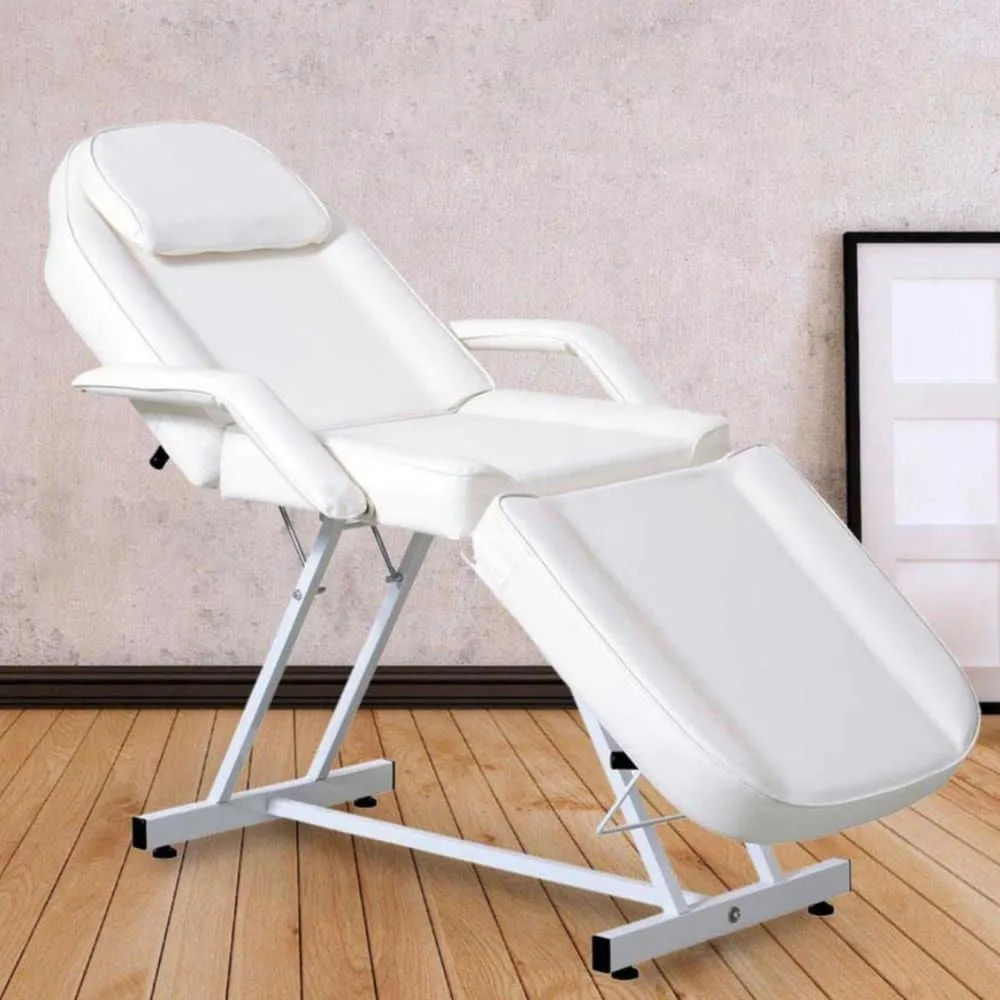 

Professional Massage Bed 3-Section Folding, Adjustable Tattoo Table for Client, 73inch Facial Chair for Esthetician, White