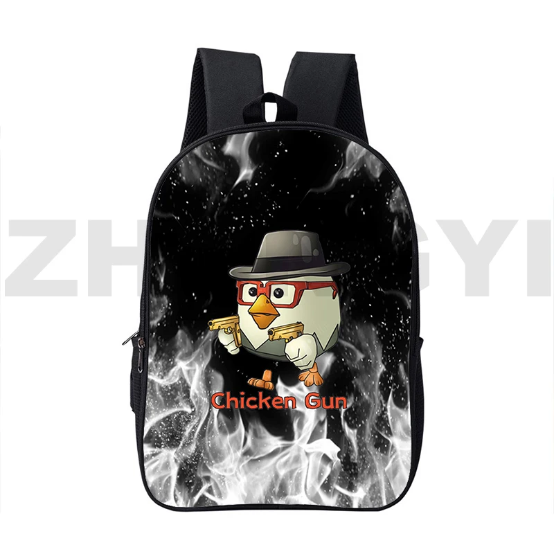 16 Inch Large Capacity Chicken Gun Game Backpack 3D Funny Chicken Gun School Bags for College Students Unisex Notebook Daypack