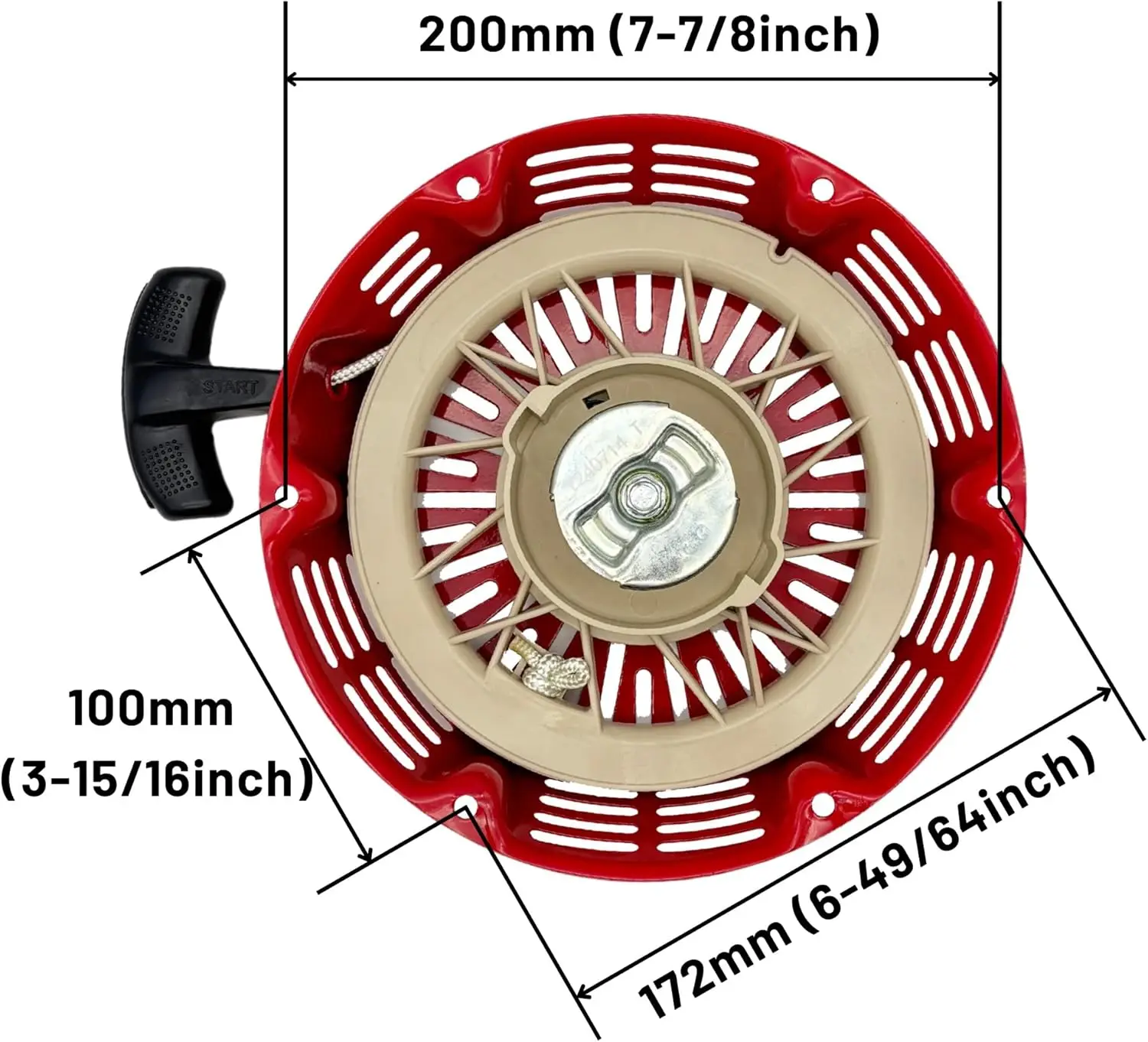 GX340 GX390 Recoil Starter Pull Start Assembly with Pull Cord for Honda and Clones 339c 389cc 420cc 439cc 459cc Red 28400-ZE3-W01ZA for Pressure Washers Generators