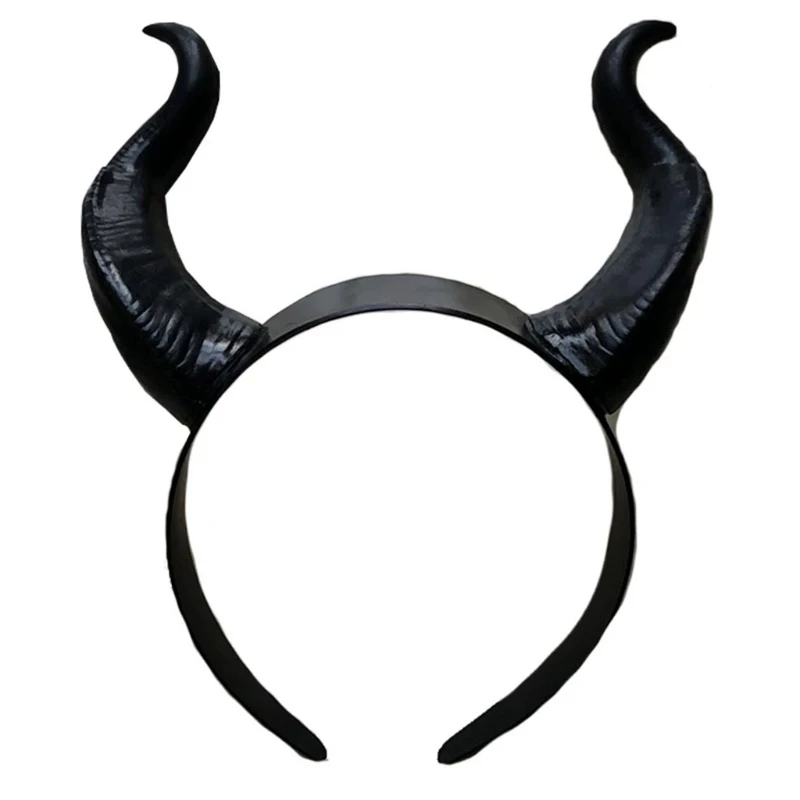 Damska czarna królowa czarownica Demon rogi Cosplay zwierzęca antylopa Ox diabeł nakrycie głowy boże narodzenie kostium na Halloween rekwizyt — zdjęcie 2