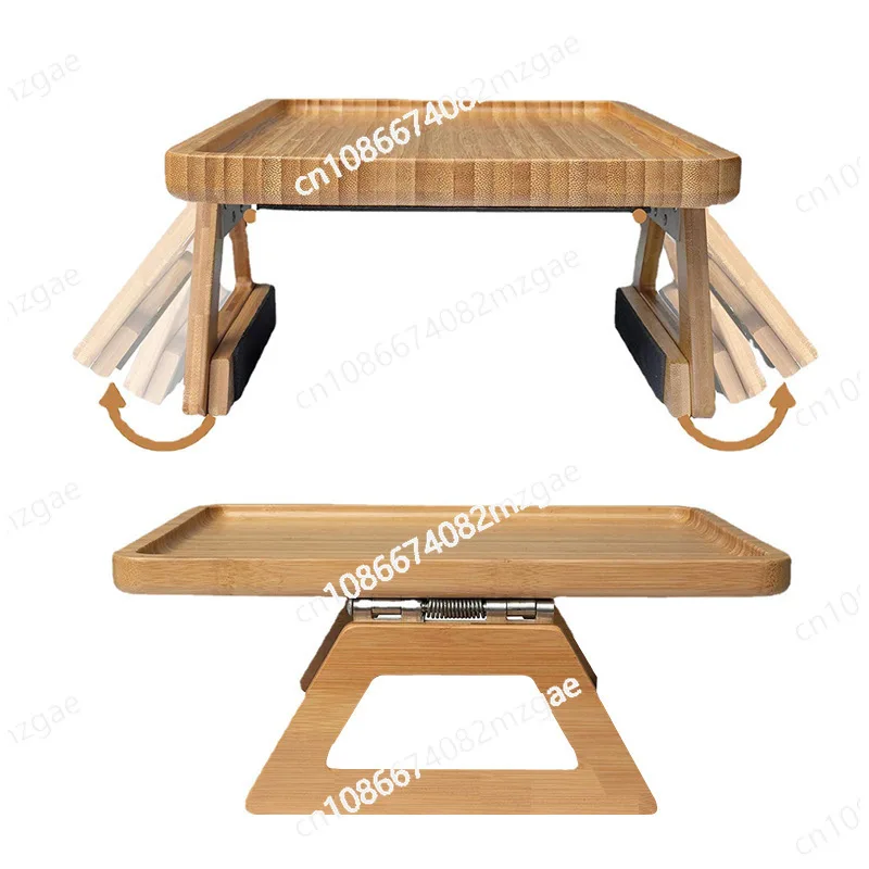

New Chinese bamboo folding tray non-slip tea tray with armrest