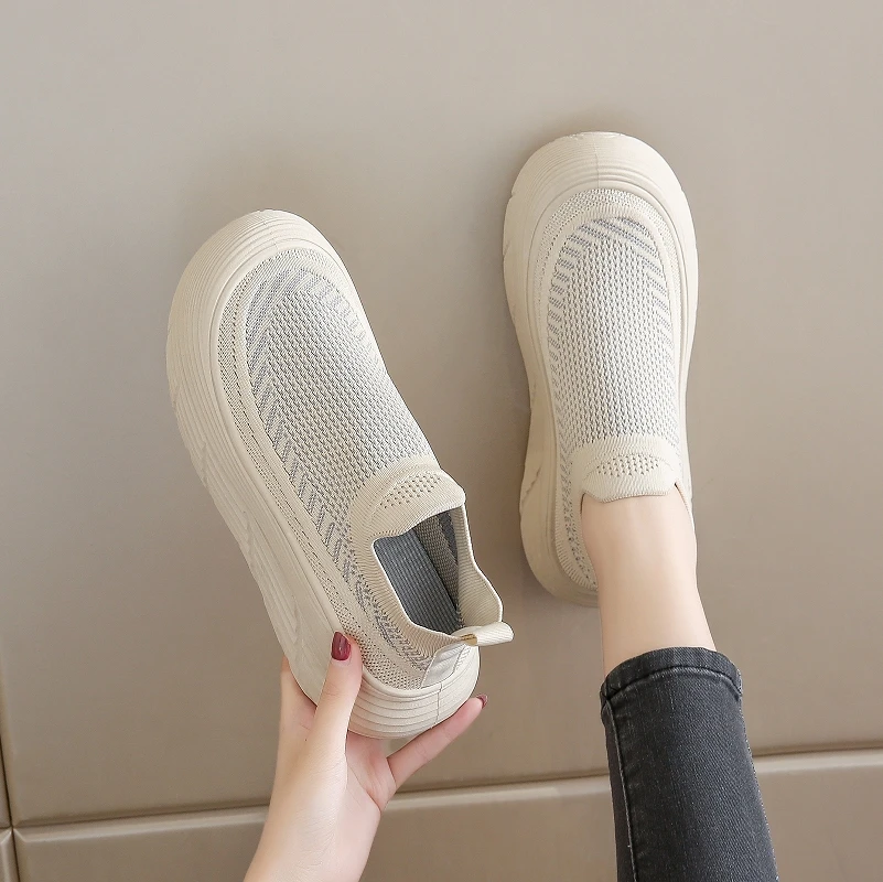 

Women's 6CM Platform Sneakers Slip On Knit Comfortable Walking Shoes Non Slip Rubber Sole Casual Shoes for Women